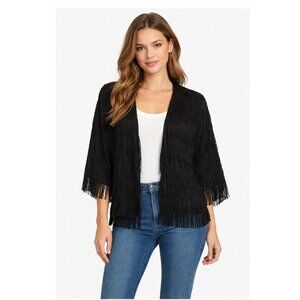 🖤 GAP Black Loop-Fringe Cardigan - S/M